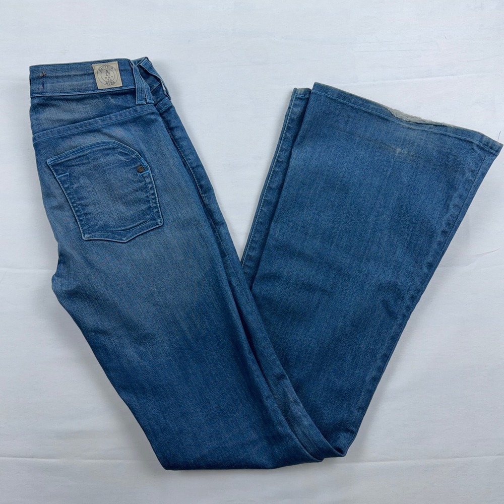 MYNK Hauteur Flare Jeans Low Rise Bell Bottom Blue Denim Size 26 Made in USA